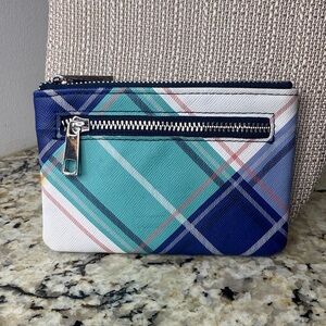 NWOT Safe Keeper Plaid Zippered Card Holder Keychain Wallet